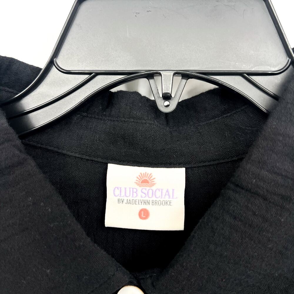 CLUB SOCIAL JADELYNN BROOKE Casual Button Up Shirt Large Black Long Sleeve NWT - Picture 7 of 7